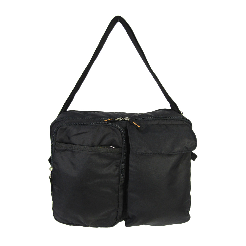 [A.O.T エーオーティー]  多機能 ショルダーバッグ ポケット 収納 便利 タウン カジュアル シンプル 無地 男女兼用 黒 ブラック 3830