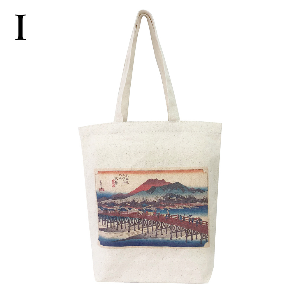 トートバッグ 9084 [Palette Pop パレットポップ] 浮世絵 錦絵 和風 名画 葛飾北斎 歌川広重 東洲斎写楽 一楽亭栄水 喜多川歌麿 楊洲周延 A4 帆布 男女兼用 メンズ レディース エコバッグ 買い物バッグ I 東海道五拾三次之内京師三条大橋