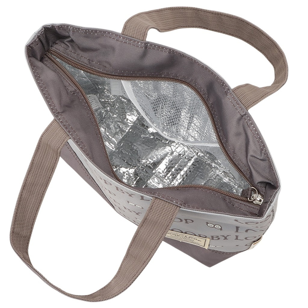  [mama fiore マーマフィオーレ] Picoteeシリーズ ピコティ 保温保冷 ランチバッグ 保冷バッグ | おしゃれ 可愛い サブバッグ 軽量 レディース キッズ 弁当袋 ミニ トートバッグ 4L 便利 ロゴグラム／グレー