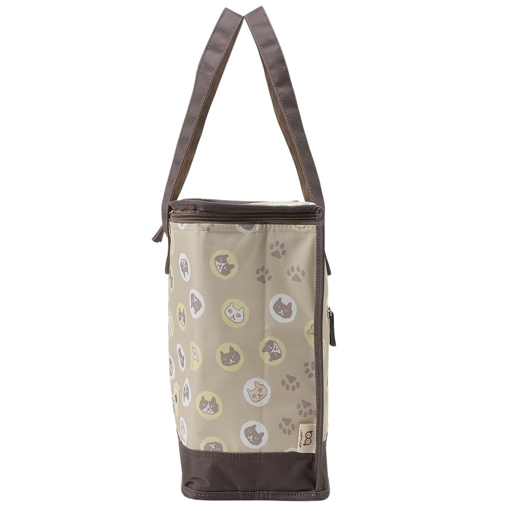  [mama fiore マーマフィオーレ] Picoteeシリーズ ピコティ BOX型 保温保冷トートバッグ 4WA1 | レジャー ネコ柄 猫 かわいい キャラクター 軽量 レディース トートバッグ 猫グッズ 便利 お買い物 ドット ベージュ