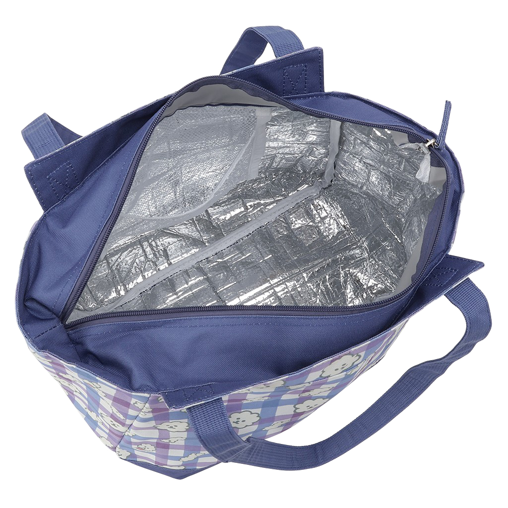 保冷バッグ トートバッグ 4WH8 [mama fiore マーマフィオーレ] Picoteeシリーズ ピコティ 保温保冷 もふもふ 犬 チェック柄 大容量 レジャー レディース ブルー