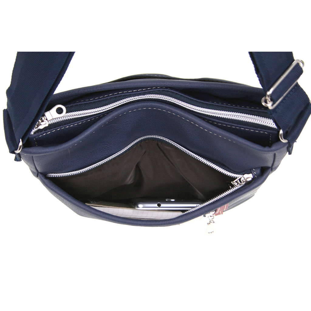 [CUBIC CORE キュービックコア]  ラインショルダーバッグ 合皮 かっこいい メンズ 男女兼用 アンティーク 紺 ネイビー 1871