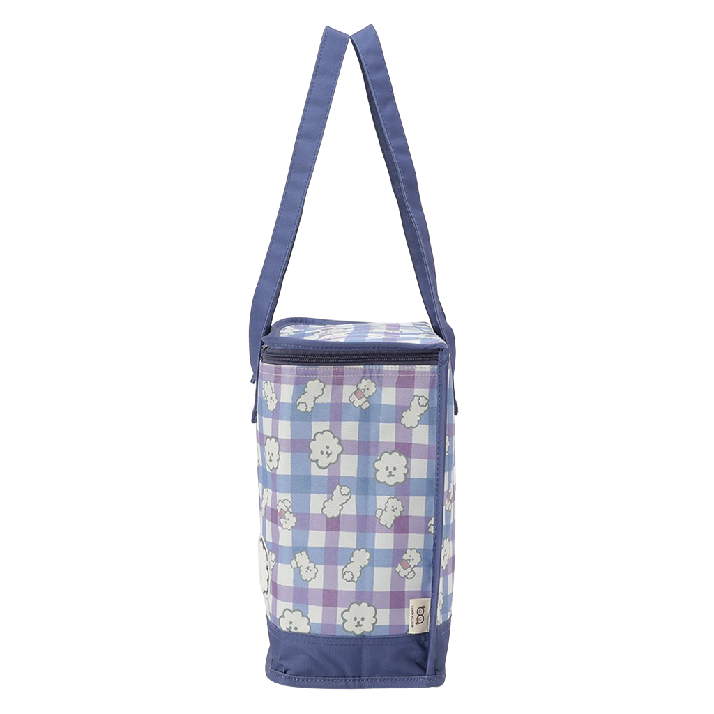  [mama fiore マーマフィオーレ] Picoteeシリーズ ピコティ BOX型 保温 保冷 トートバッグ 4WH6 保冷バッグ ボックス型 もふもふ 犬 チェック柄 かわいい レジャー レディース ブルー