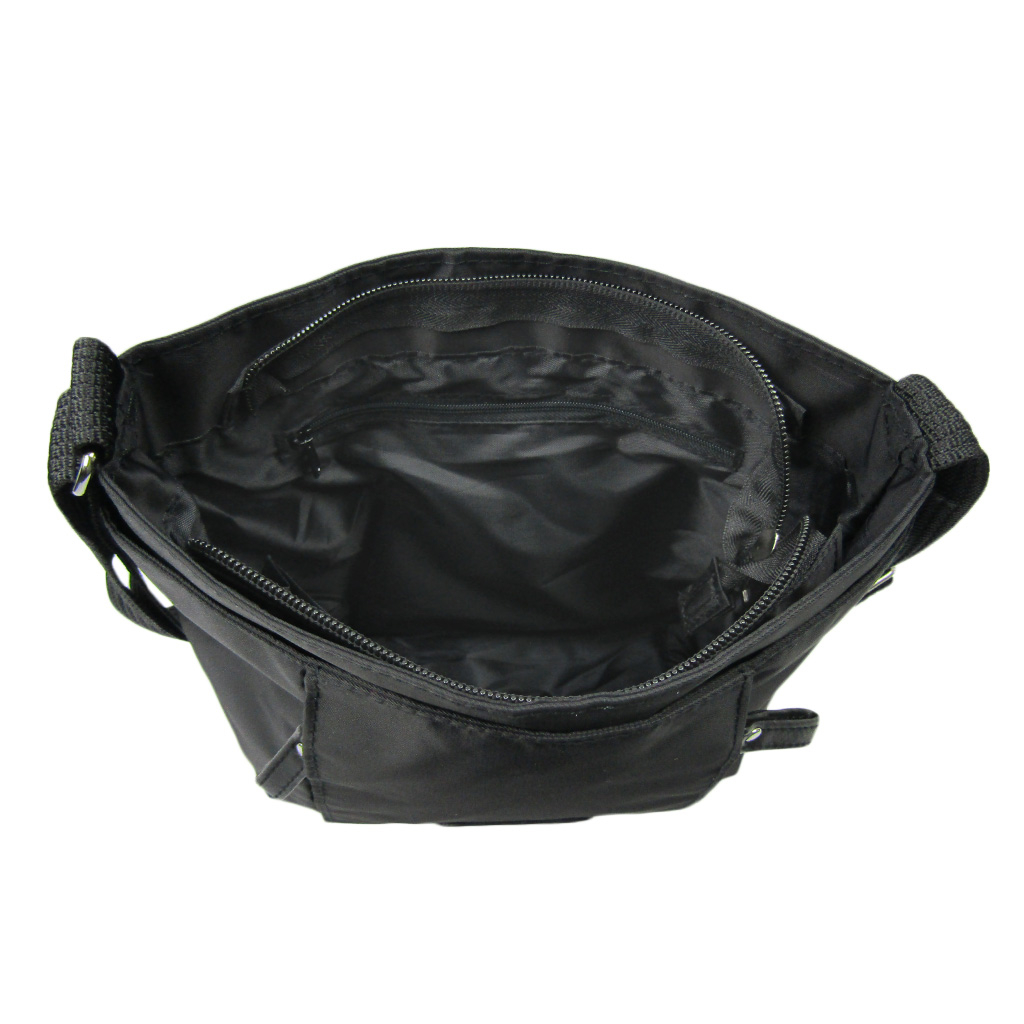 [Sofia Valentino ソフィアバレンチノ] 縦ファスナー ポケット付 ショルダーバッグ｜レディース 多機能 ななめ掛け ブラック 4874