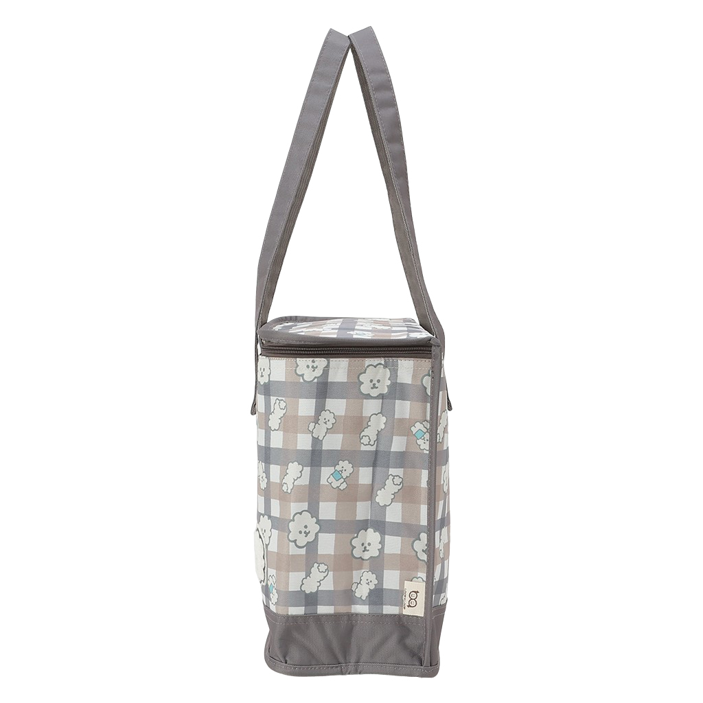  [mama fiore マーマフィオーレ] Picoteeシリーズ ピコティ BOX型 保温 保冷 トートバッグ 4WH6 保冷バッグ ボックス型 もふもふ 犬 チェック柄 かわいい レジャー レディース ブラウン