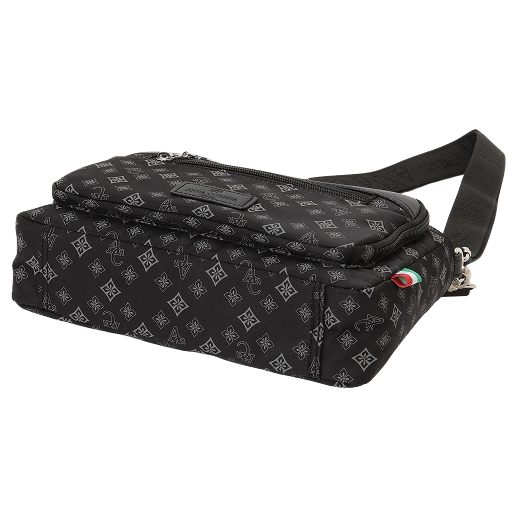 [ANNA CRISTINA アンナクリスティーナ]  モノグラム ウォレットショルダー バッグ |多機能 2WAY バッグインバッグ ポケット充実 お出かけ 通院 レディース 黒 ブラック 4A38