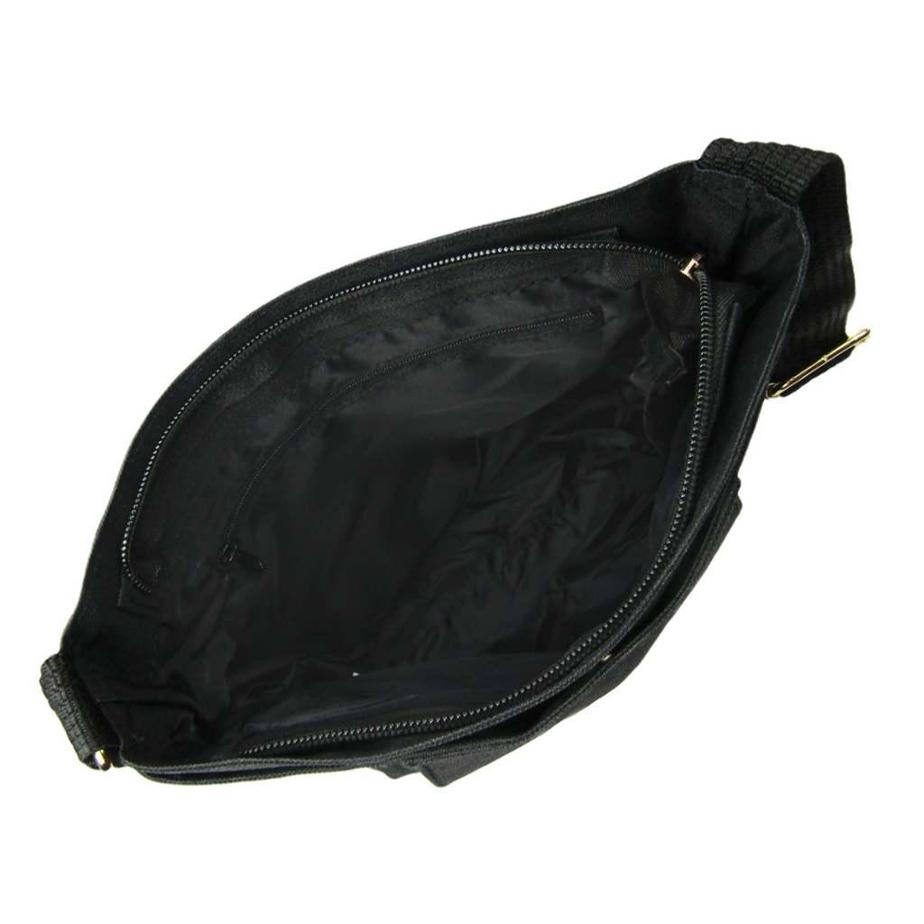 [Sofia Valentino ソフィアバレンチノ] 縦ファスナー ポケット付 軽量  ショルダーバッグ | レディース サコッシュ 多機能 ななめ掛け 黒 ブラック 4902