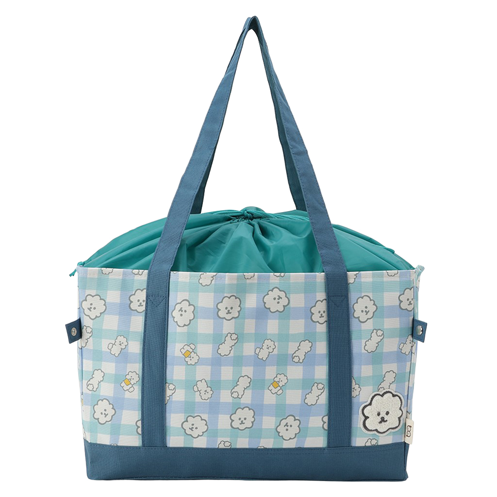 保温保冷 レジかごバッグ 4WH9 [mama fiore マーマフィオーレ] Picoteeシリーズ ピコティ 保温保冷 もふもふ犬 チェック レジカゴバッグ トートバッグ 買物 レディース グリーン