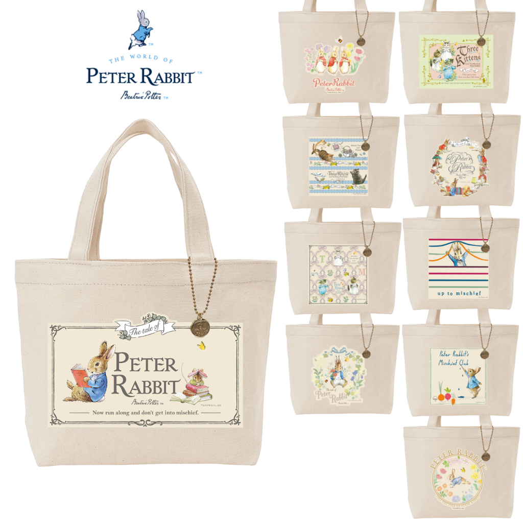 ★新柄追加★ランチバッグ 0632 [PETER RABBIT(TM) ピーターラビット(TM)] ミニトート サブバッグ 軽量 お弁当サイズ かわいい レディース チャーム付き 【013】 Shabby Chic Flower/ A