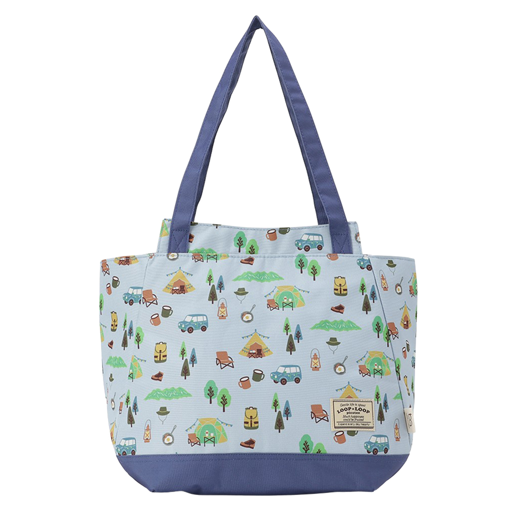 保冷バッグ トートバッグ 4WJ3 [mama fiore マーマフィオーレ] Picoteeシリーズ ピコティ 保温保冷 OUTDOOR柄 大容量 レジャー キャンプ レディース ブルー