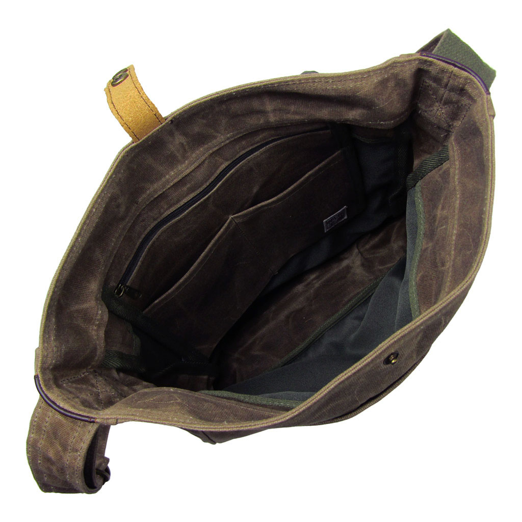 帆布工房 HUSKYII シリーズ 全３色 | A4対応 帆布ショルダーバッグ パラフィン加工 撥水 天然素材 帆布 キャンバス 旅行 通学 男女兼用 タブレット カーキ 3X26