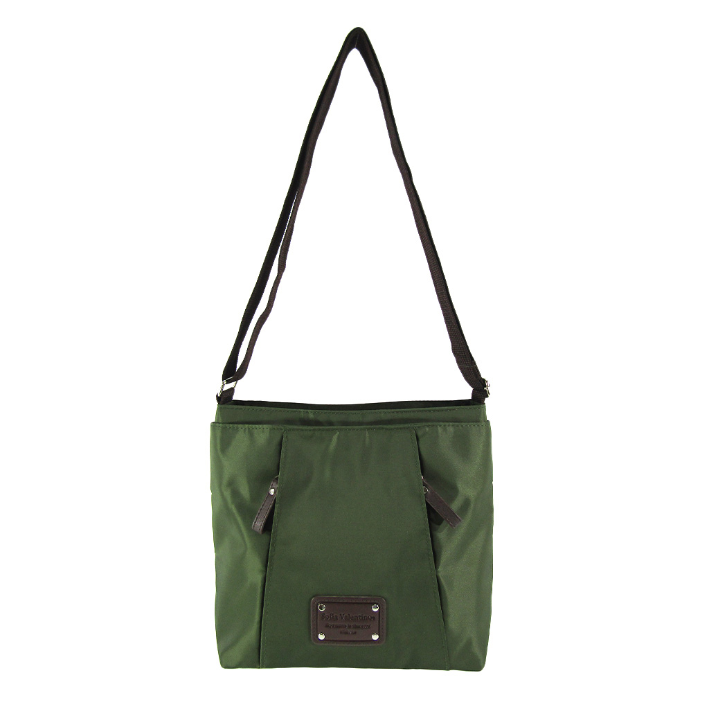 [Sofia Valentino ソフィアバレンチノ] 縦ファスナー ポケット付 ショルダーバッグ｜レディース 多機能 ななめ掛け カーキ 4874