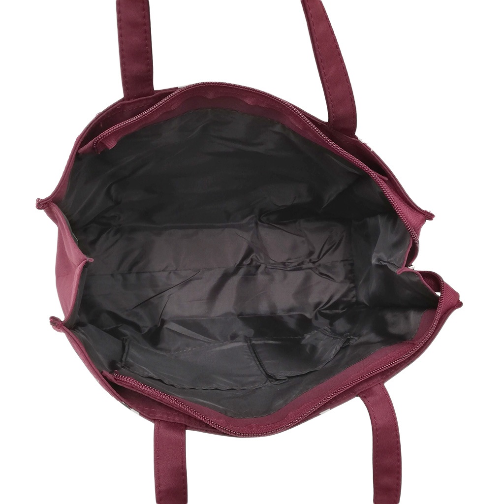 [nekoningen ネコ人間] 猫好き必見♪ 横型 手提げバッグ | かわいい 猫柄 軽量 手提げ トートバッグ A4対応 赤系 ダークレッド 4M35