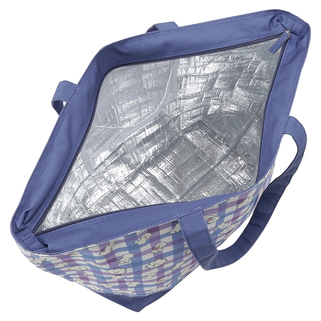 保冷バッグ トートバッグ 4WH7 [mama fiore マーマフィオーレ] Picoteeシリーズ ピコティ 保温保冷 もふもふ 犬 チェック柄 大容量 レジャー レディース ブルー