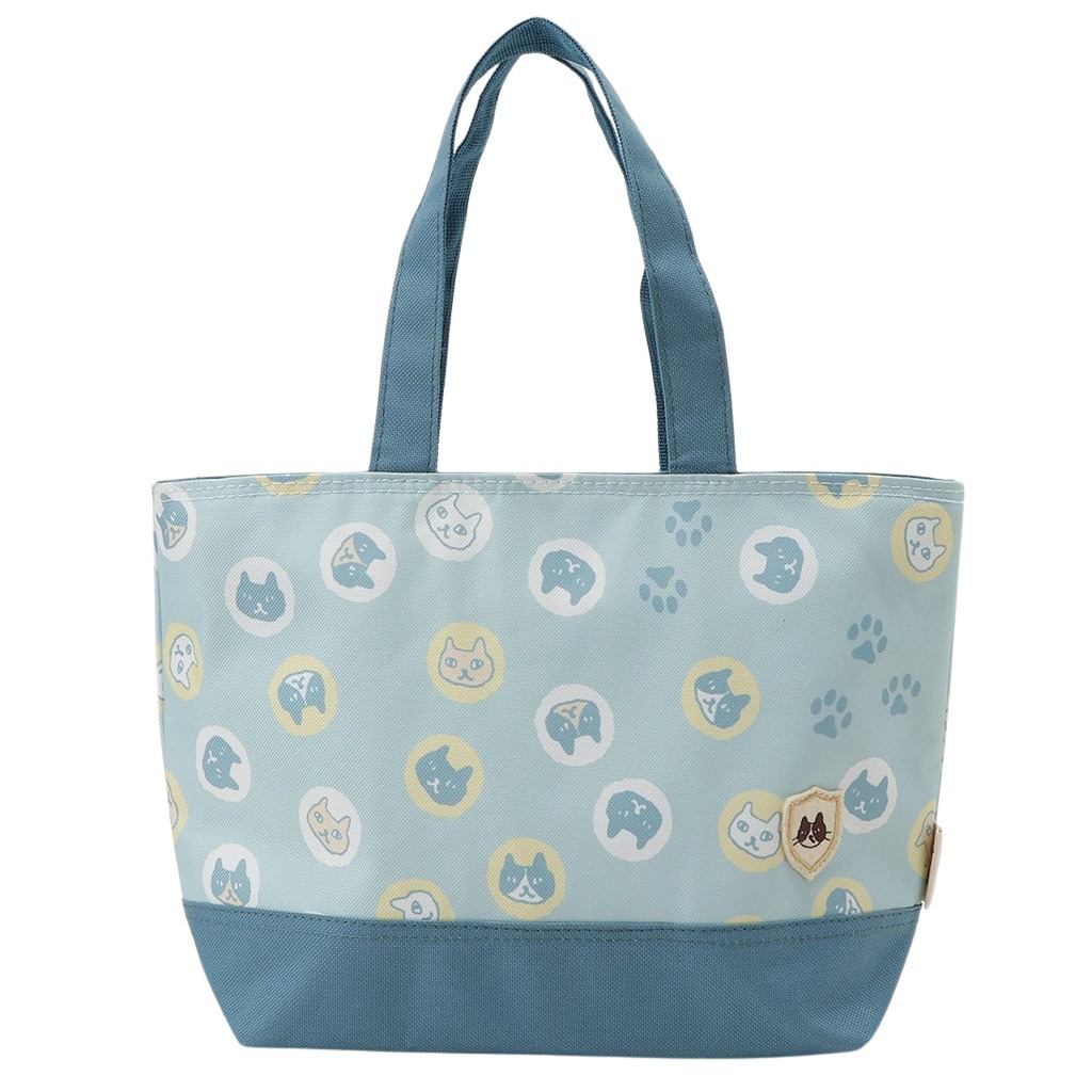  [mama fiore マーマフィオーレ] Picoteeシリーズ ピコティ 保温保冷 ランチバッグ 保冷バッグ | おしゃれ 可愛い サブバッグ 軽量 レディース キッズ 弁当袋 ミニ トートバッグ 4L 便利 ネコドット／グリーン