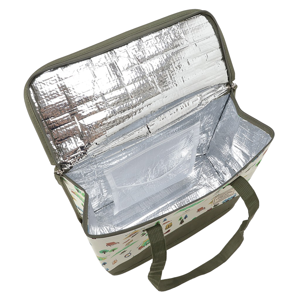  [mama fiore マーマフィオーレ] Picoteeシリーズ ピコティ BOX型 保温 保冷 トートバッグ 4WJ1 保冷バッグ ボックス型 OUTDOOR柄 レジャー キャンプ 買物 レディース カーキ