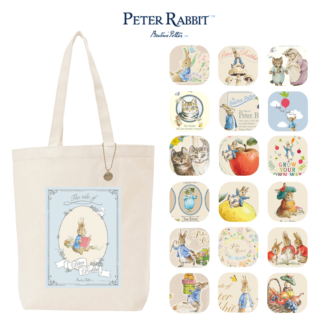 トートバッグ 0633 [PETER RABBIT(TM) ピーターラビット(TM)] A4サイズ 軽量 キャンバス地 かわいい 縦型 肩掛け レディース チャーム付き 【010】 Fruit and Veg / B