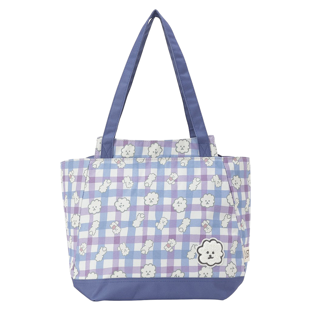 保冷バッグ トートバッグ 4WH8 [mama fiore マーマフィオーレ] Picoteeシリーズ ピコティ 保温保冷 もふもふ 犬 チェック柄 大容量 レジャー レディース ブルー