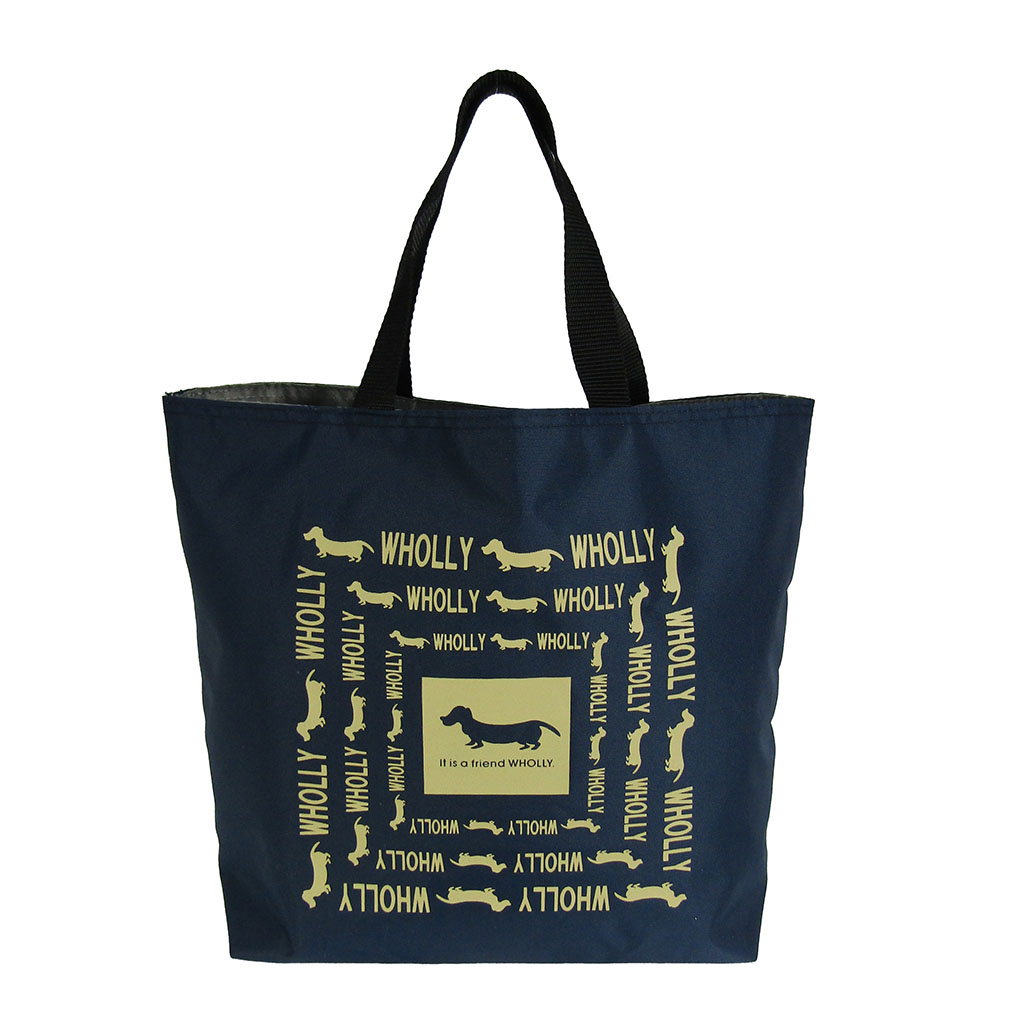 WHOLLY | リバーシブル トートバッグ | A4対応 紺×グレー系 ネイビー 3L08