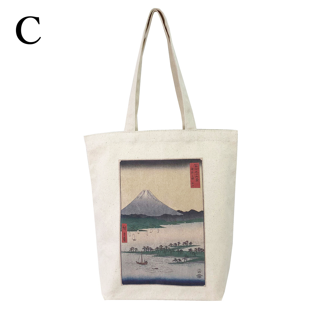 トートバッグ 9084 [Palette Pop パレットポップ] 浮世絵 錦絵 和風 名画 葛飾北斎 歌川広重 東洲斎写楽 一楽亭栄水 喜多川歌麿 楊洲周延 A4 帆布 男女兼用 メンズ レディース エコバッグ 買い物バッグ C 冨士三十六景 駿河三保之松原