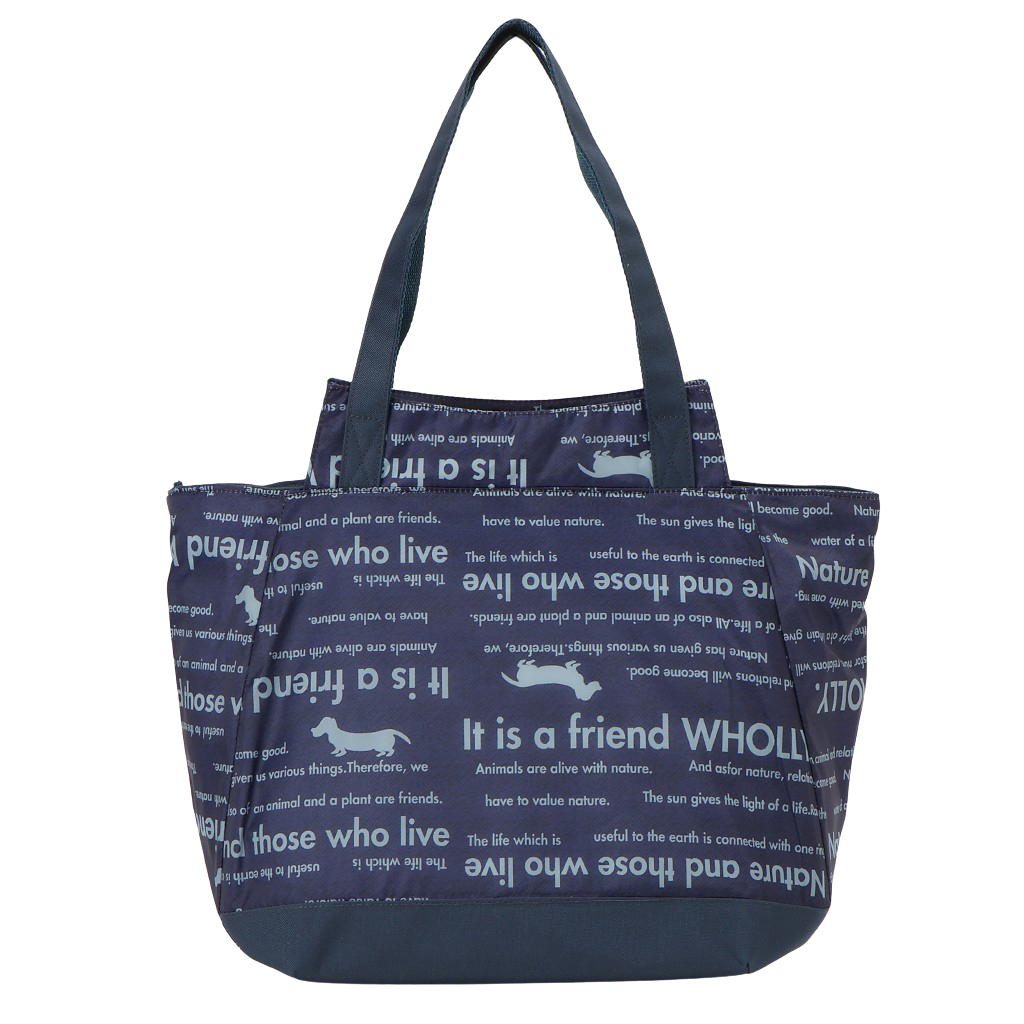 バルーン 保冷バッグ トートバッグ 3L41 [WHOLLY ウォーリー] 保温保冷 大容量 BIGサイズ 買い物 レジャー イヌ レディース ネイビー