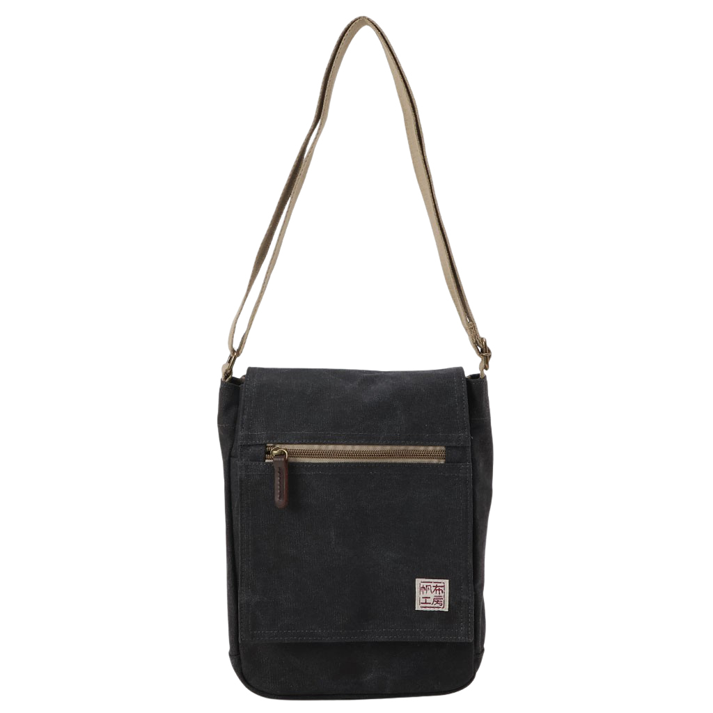  帆布工房 FLAP SHOULDER シリーズ ショルダーバッグ 全5色 | カジュアル 斜め掛け B5 ナチュラル シンプル 帆布 ショルダー トート トートバッグ メンズ レディース 男女兼用 バッグ ブランド ショルダーバック サブ サブバッグ サブバック 01ブラック
