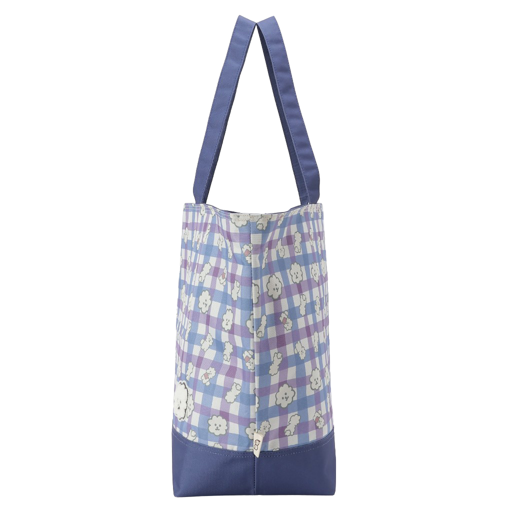 保冷バッグ トートバッグ 4WH7 [mama fiore マーマフィオーレ] Picoteeシリーズ ピコティ 保温保冷 もふもふ 犬 チェック柄 大容量 レジャー レディース ブルー