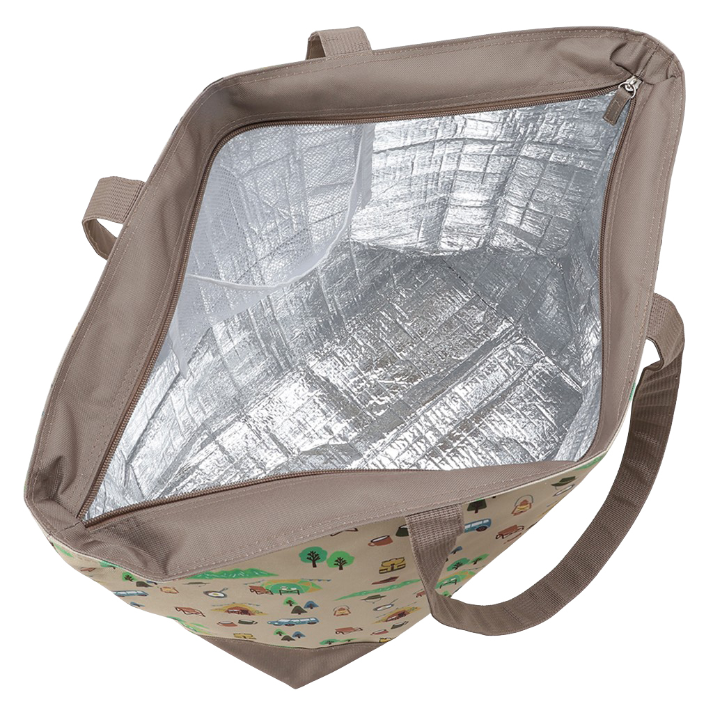 保冷バッグ トートバッグ 4WJ2 [mama fiore マーマフィオーレ] Picoteeシリーズ ピコティ 保温保冷 OUTDOOR柄 大容量 レジャー キャンプ レディース ベージュ