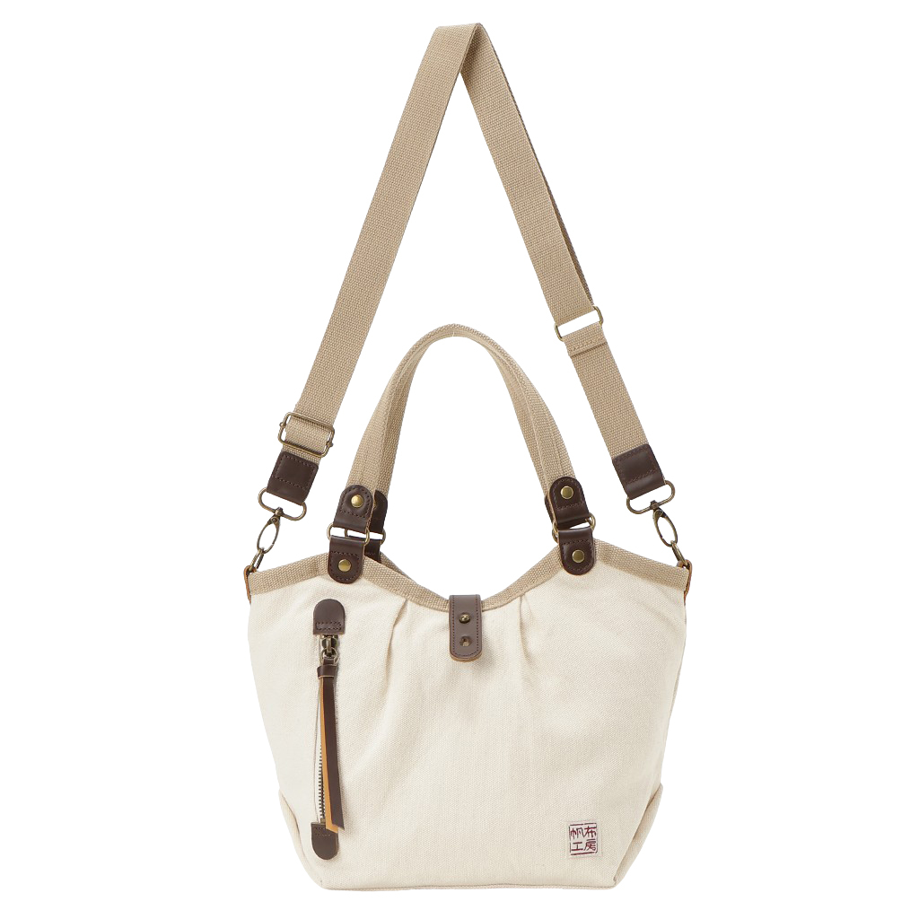 帆布工房 PEARIIシリーズ| バイカラー仕様 2WAY ハンドバッグ ショルダーバッグ 軽量 お弁当 天然素材 帆布 本革 底板付き ナチュラル カジュアル レディース はんぷこうぼう 3X40 