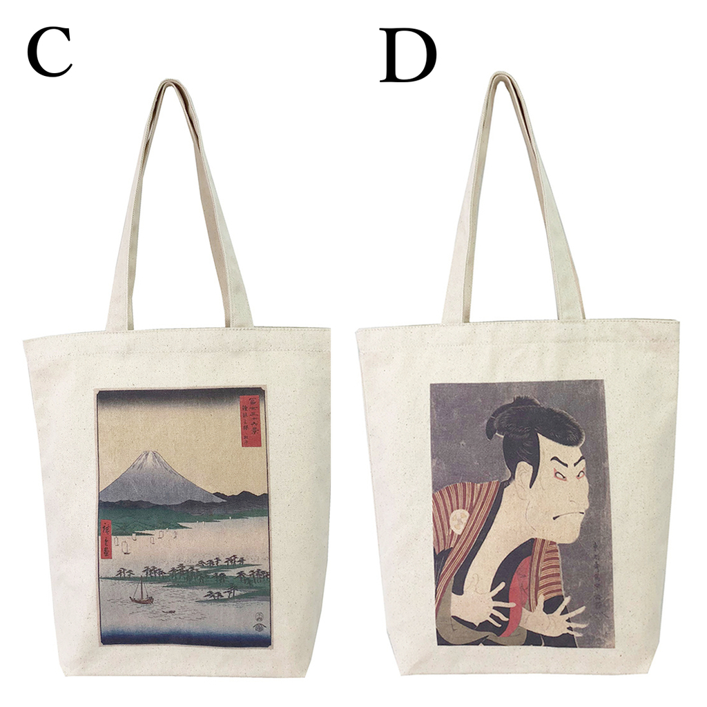 [Palette Pop パレットポップ] 和柄 帆布 トートバッグ [ A 富嶽三十六景 神奈川沖浪裏 / 葛飾北斎]  浮世絵 錦絵 A4 男女兼用 エコバッグ 買い物バッグ 9084-00