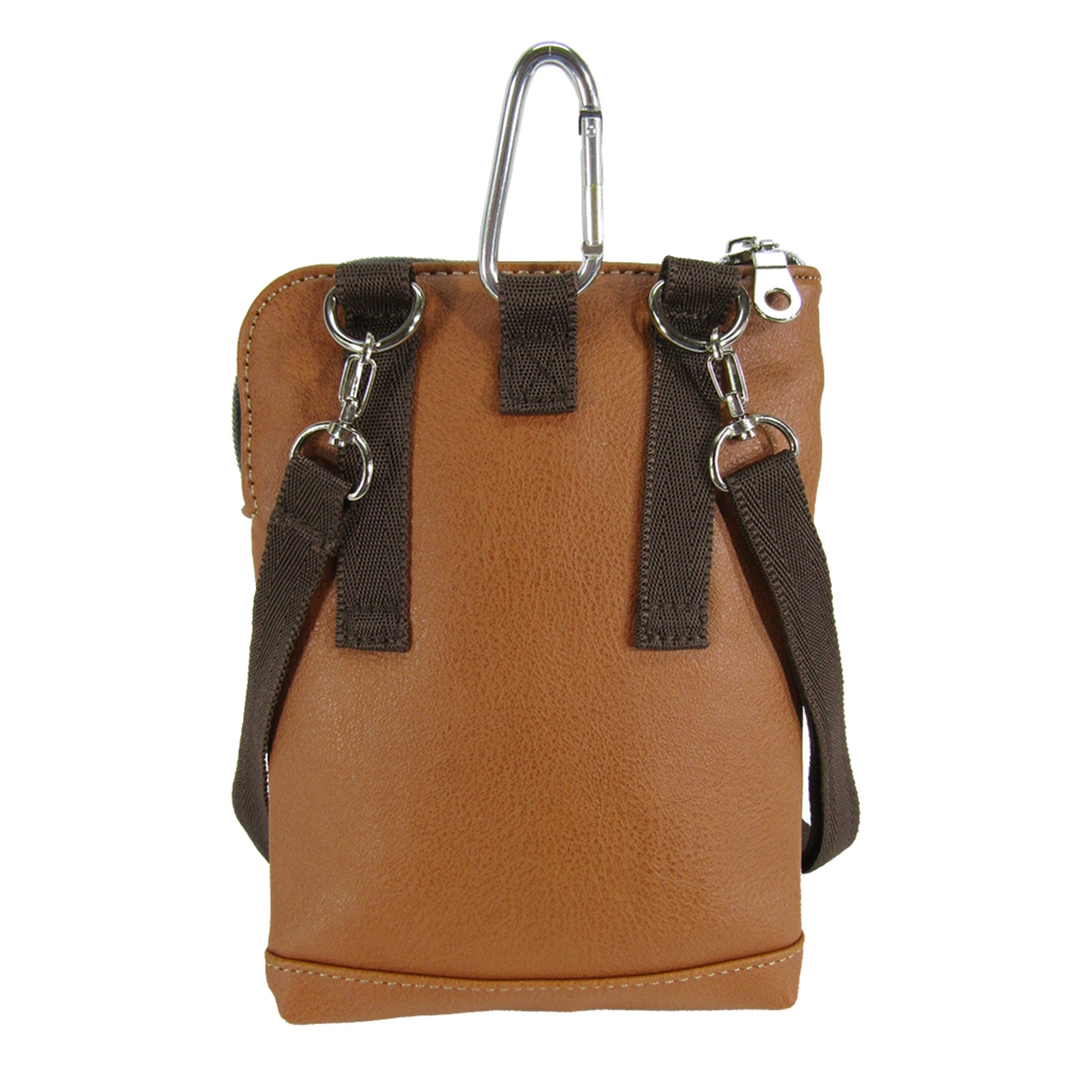 [CUBIC CORE キュービックコア]  3WAY シザーバッグ 合皮 カラビナ付 ベルトループ付 スマホ ショルダー 茶 ブラウン 1868