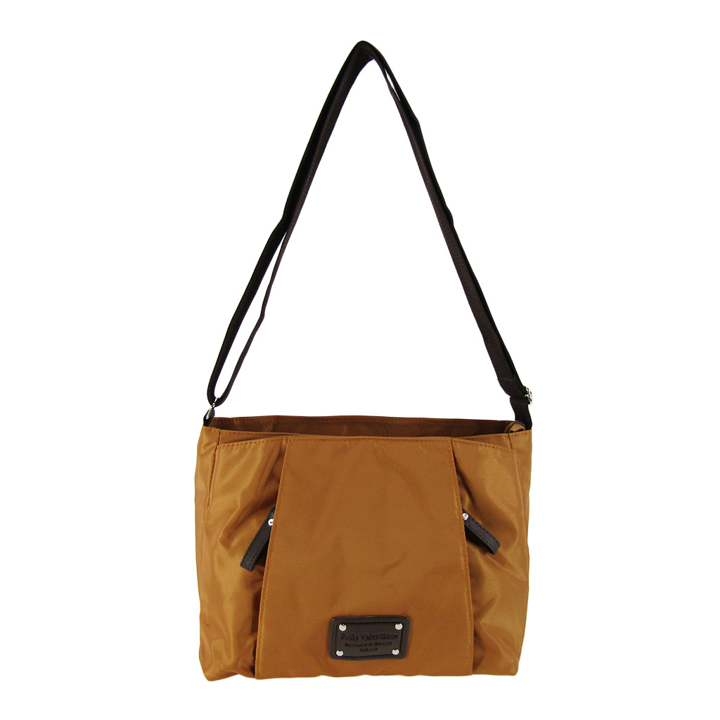 [Sofia Valentino ソフィアバレンチノ] 縦ファスナー ポケット付 横型ショルダーバッグ | レディース 多機能 ななめ掛け ライトブラウン 4875