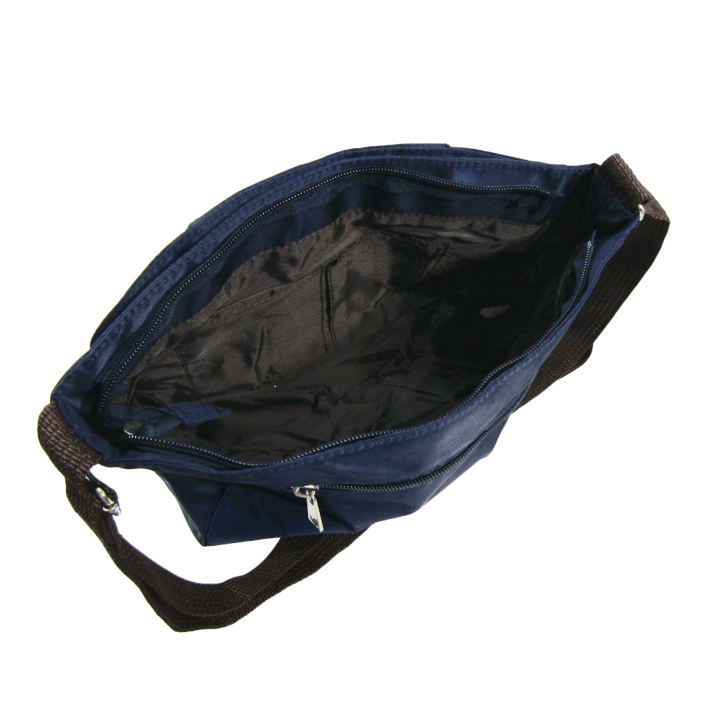 [Sofia Valentino ソフィアバレンチノ] 縦ファスナー ポケット付 横型ショルダーバッグ | レディース 多機能 ななめ掛け ネイビー 4875