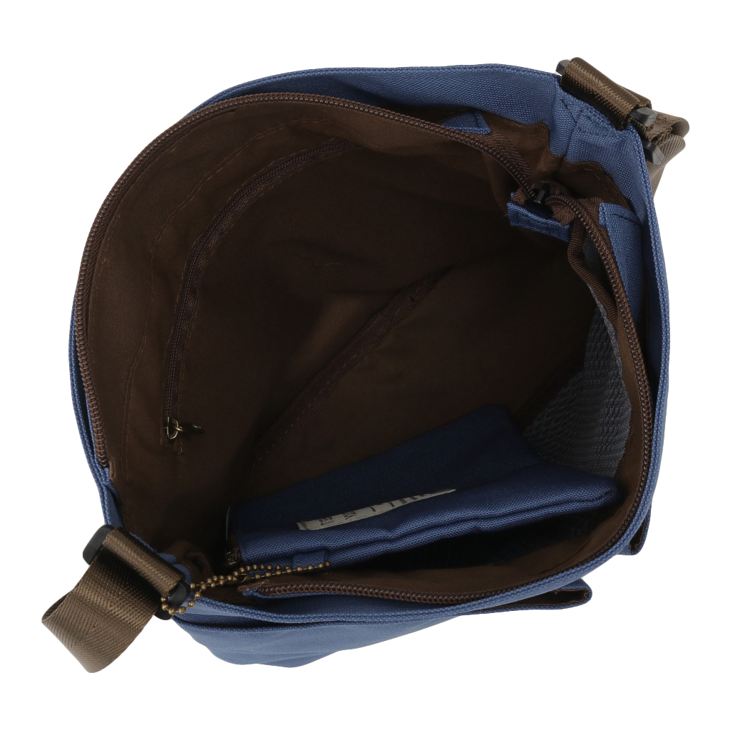 [ONE MILEシリーズ] ポーチ付き♪ 縦型 ショルダーバッグ | 軽量 ポケット充実 ファスナー開閉 男女兼用 シンプル 青 ブルー 4X48