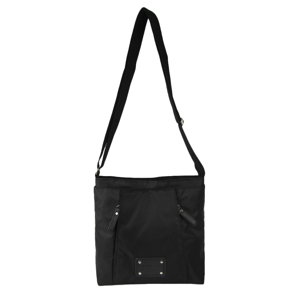 [Sofia Valentino ソフィアバレンチノ] 縦ファスナー ポケット付 ショルダーバッグ｜レディース 多機能 ななめ掛け ブラック 4874