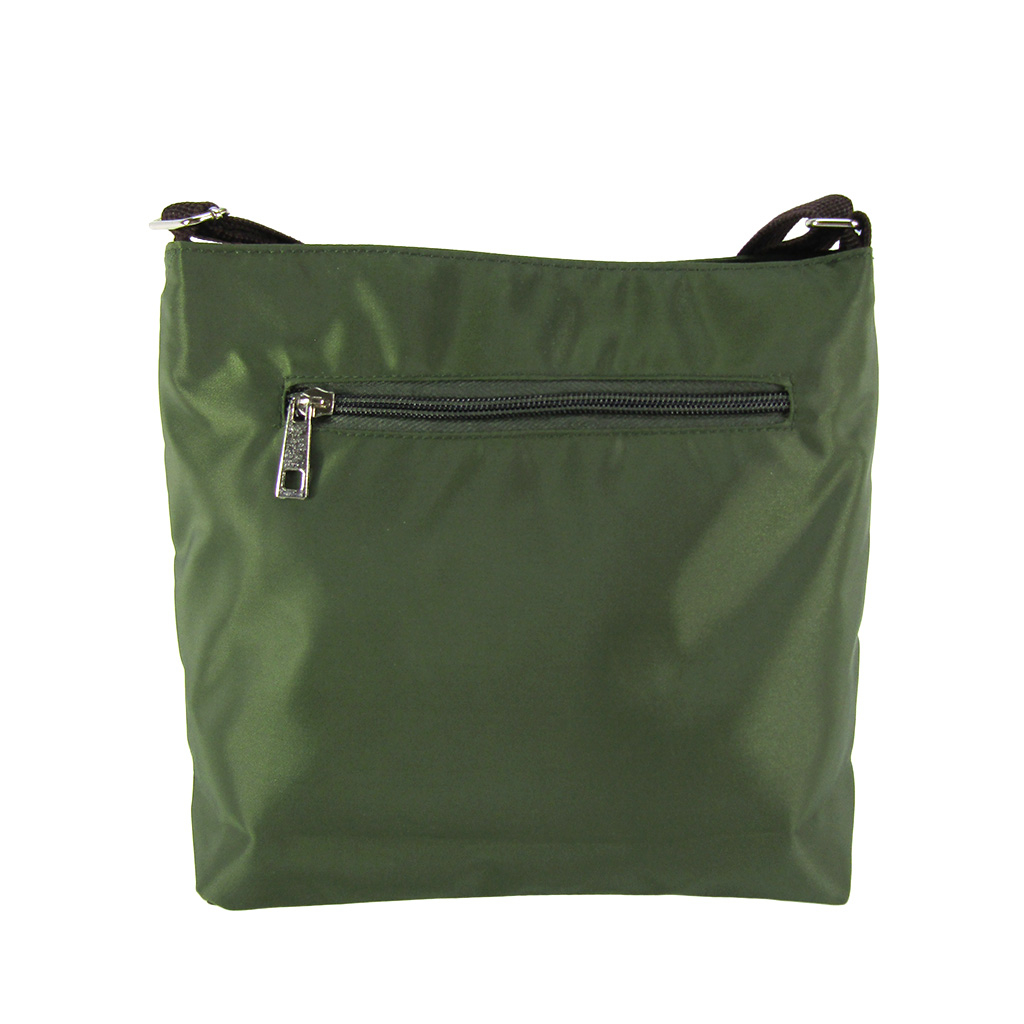 [Sofia Valentino ソフィアバレンチノ] 縦ファスナー ポケット付 ショルダーバッグ｜レディース 多機能 ななめ掛け カーキ 4874