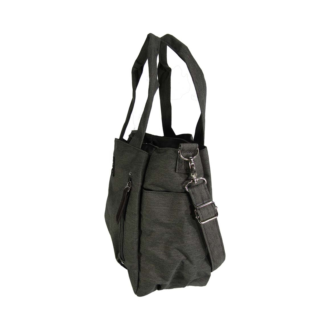 11ポケット 2WAY ショルダーバッグ| レディース 軽量 トートバッグ ななめ掛け 女性 大人 多機能 サブバッグ 買い物 レジャー デイリー シンプル 無地 灰 グレー 4509