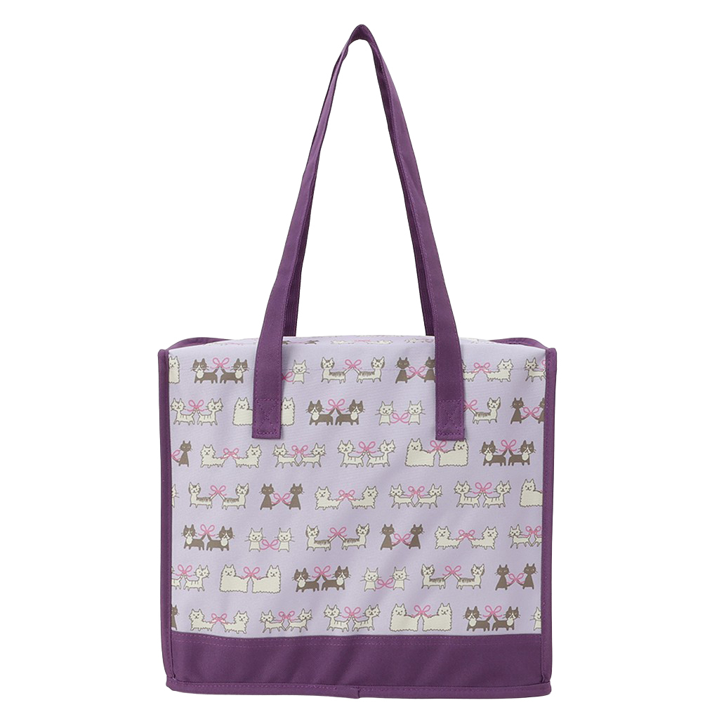  [mama fiore マーマフィオーレ] Picoteeシリーズ ピコティ BOX型 保温 保冷 トートバッグ 4WG6 保冷バッグ ボックス型 ねこ結び かわいい レジャー レディース パープル