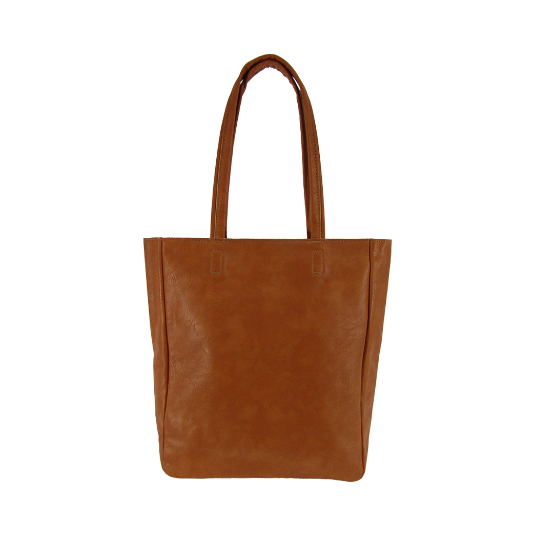 [O.F.S オーエフエス] A4対応 ファスナー付 シンプル トートバッグ | 合皮 マチあり 無地 肩掛け 通勤 通学 男女兼用 サブバッグ 橙 オレンジ 4T08