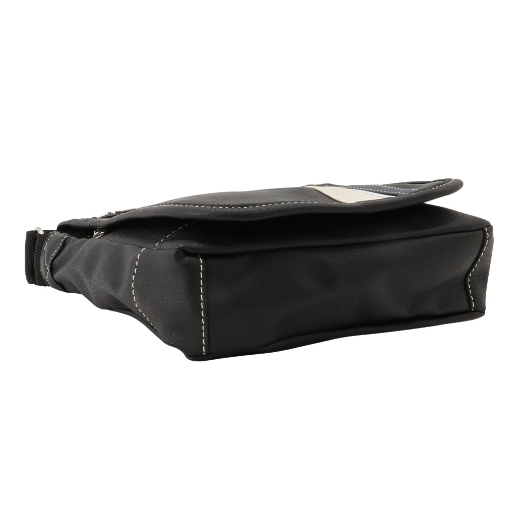 [CUBIC CORE キュービックコア] 縦型 フラップ ショルダーバッグ 合皮 軽量 ファスナー メンズ  黒 ブラック 1870