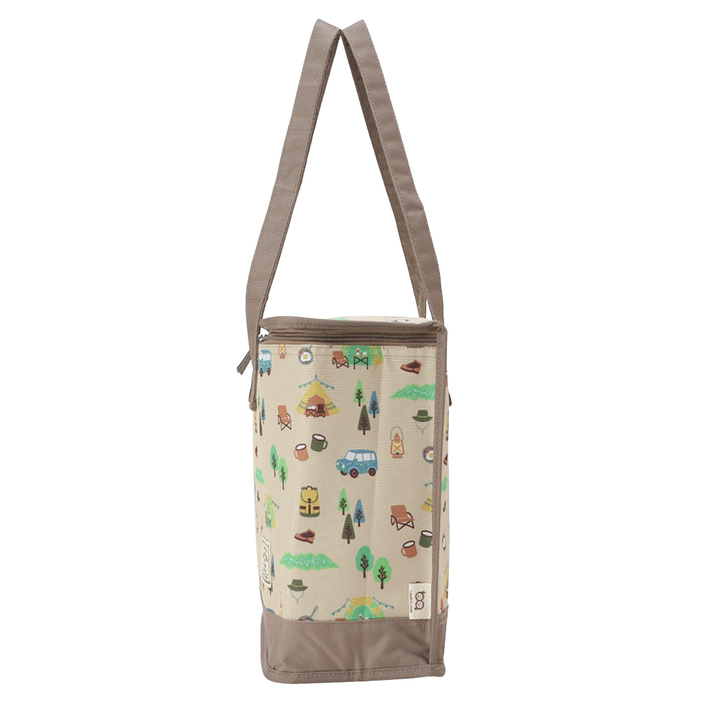  [mama fiore マーマフィオーレ] Picoteeシリーズ ピコティ BOX型 保温 保冷 トートバッグ 4WJ1 保冷バッグ ボックス型 OUTDOOR柄 レジャー キャンプ 買物 レディース ベージュ