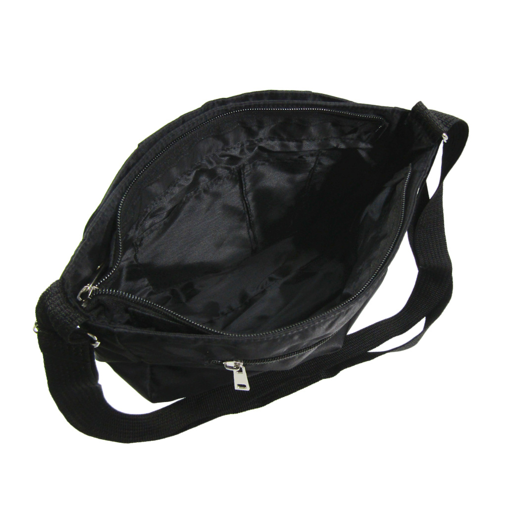 [Sofia Valentino ソフィアバレンチノ] 縦ファスナー ポケット付 横型ショルダーバッグ | レディース 多機能 ななめ掛け ブラック 4875