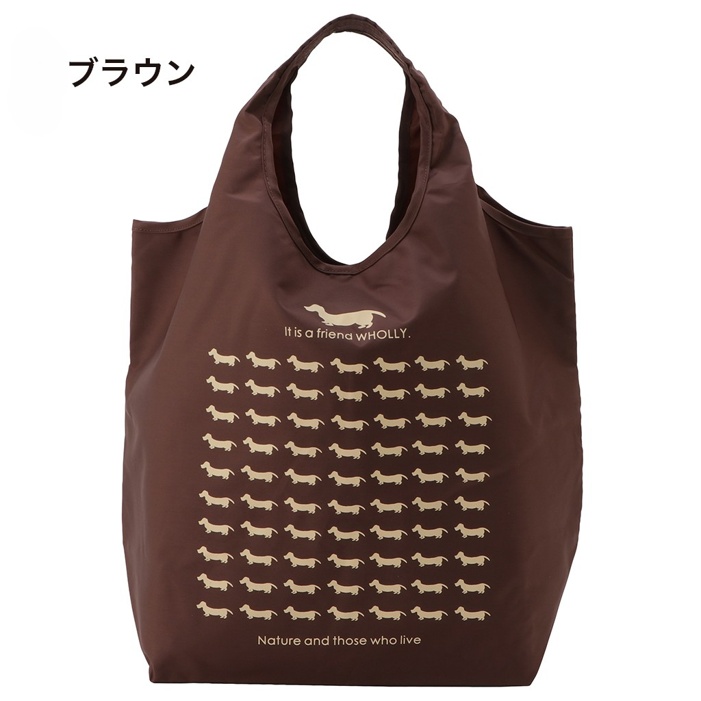 WHOLLY | コンパクト収納 マルシェバッグ | 大きめ 紺 ネイビー 3L02
