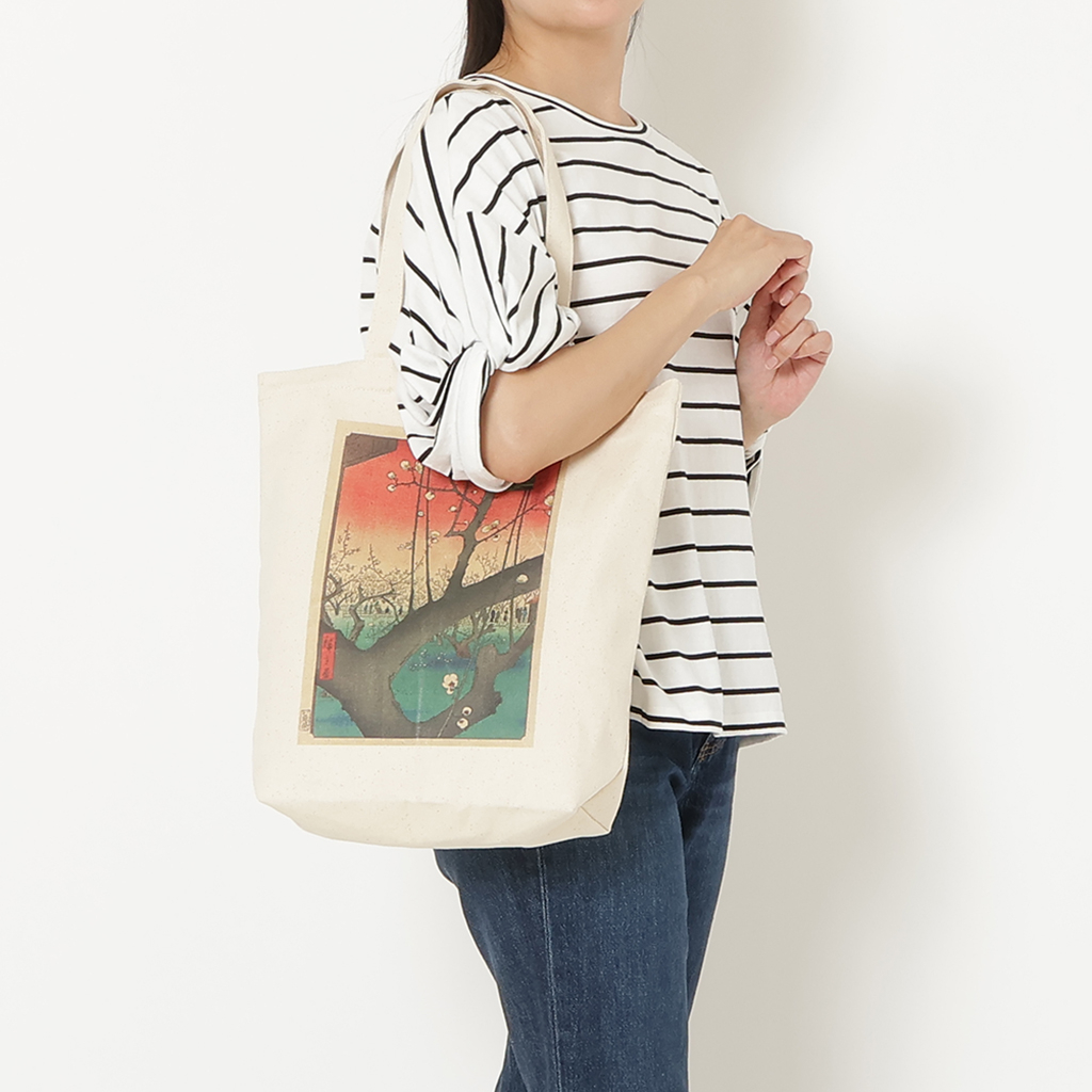 [Palette Pop パレットポップ] 和柄 帆布 トートバッグ [ O 名所江戸百景 亀戸梅屋舗 / 歌川広重 ]  浮世絵 A4 男女兼用 エコバッグ 9084-14