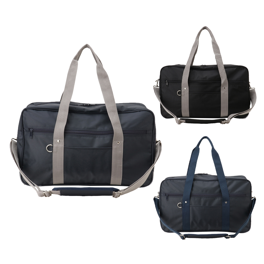 [A.O.T エーオーティー]  A4対応 2WAY スクールバッグ スクバ ファスナー ナイロン 男女兼用 学校 通学かばん 学生 生徒 バッグ 黒×灰 ブラック×グレー 3308