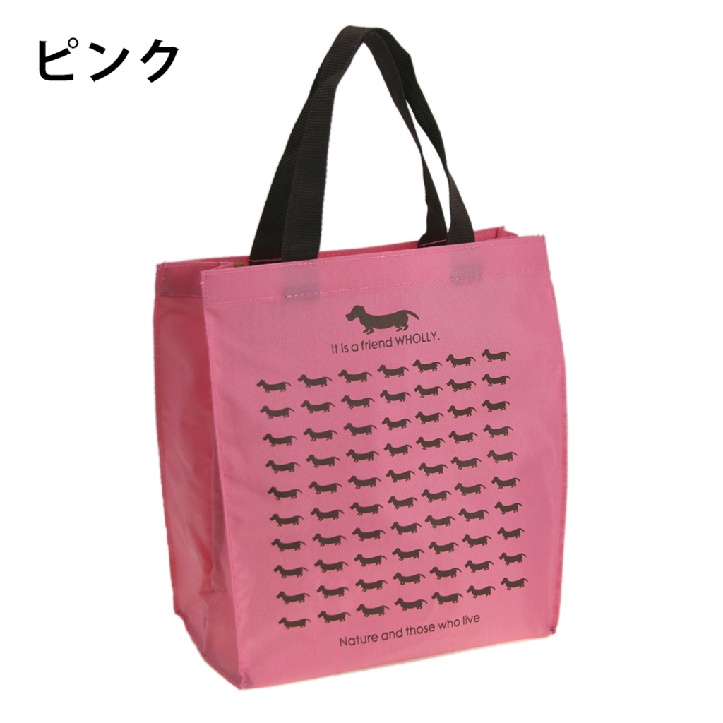犬好きの方へ♪ 角型手提げバッグ 3L12 [WHOLLY ウォーリー]サブバッグ 小さめ ポリエステル イヌ かわいい
