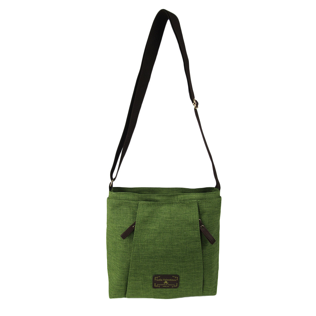 [Sofia Valentino ソフィアバレンチノ] 縦ファスナー ポケット付 軽量  ショルダーバッグ | レディース サコッシュ 多機能 ななめ掛け 緑 グリーン 4902