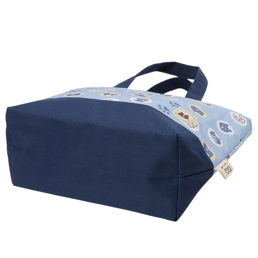  [mama fiore マーマフィオーレ] Picoteeシリーズ ピコティ 保温保冷 ランチバッグ 保冷バッグ | おしゃれ 可愛い サブバッグ 軽量 レディース キッズ 弁当袋 ミニ トートバッグ 4L 便利 ネコドット／ブルー