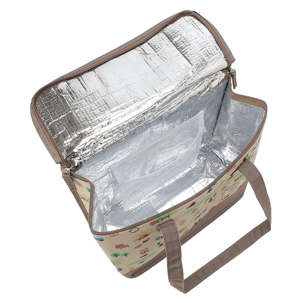  [mama fiore マーマフィオーレ] Picoteeシリーズ ピコティ BOX型 保温 保冷 トートバッグ 4WJ1 保冷バッグ ボックス型 OUTDOOR柄 レジャー キャンプ 買物 レディース ベージュ