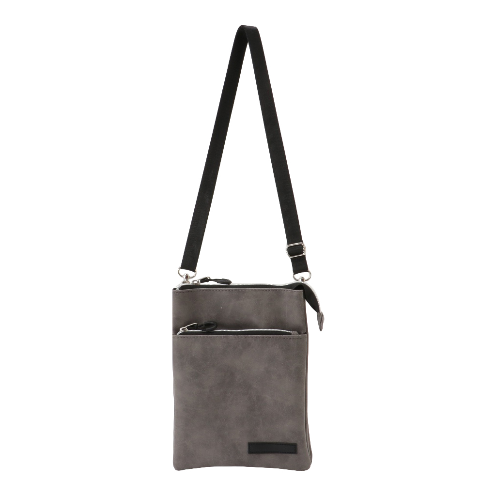 [CUBIC CORE キュービックコア] サコッシュ ショルダーバッグ 軽量 ショルダー 斜めがけ シンプル くすみカラー 薄マチ 収納力 大容量 灰色 グレー 1E31